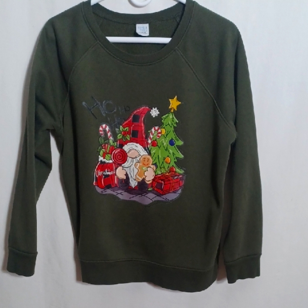Time and Tru Olive Green Sweatshirt Large 12-14